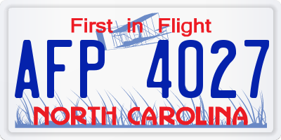 NC license plate AFP4027