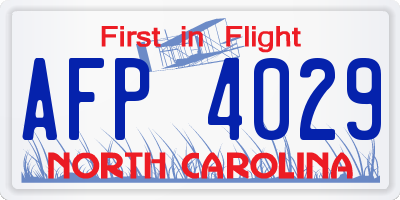 NC license plate AFP4029