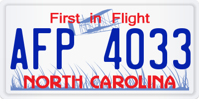 NC license plate AFP4033