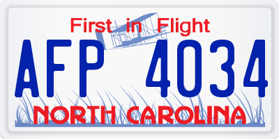 NC license plate AFP4034
