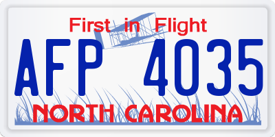 NC license plate AFP4035