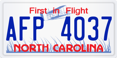 NC license plate AFP4037