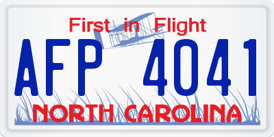 NC license plate AFP4041