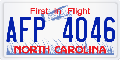 NC license plate AFP4046
