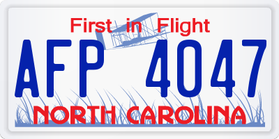 NC license plate AFP4047