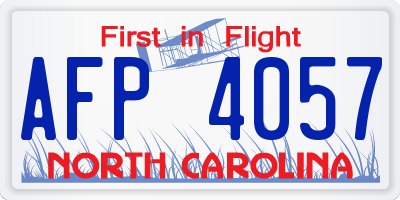 NC license plate AFP4057