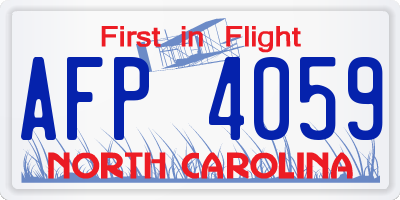 NC license plate AFP4059