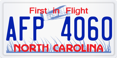 NC license plate AFP4060