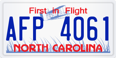 NC license plate AFP4061