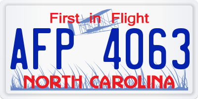 NC license plate AFP4063