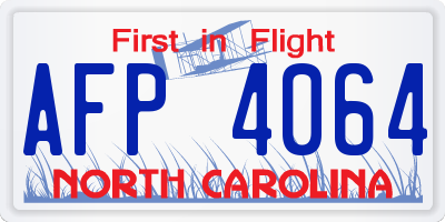 NC license plate AFP4064