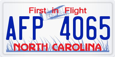 NC license plate AFP4065