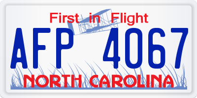 NC license plate AFP4067