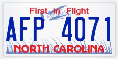 NC license plate AFP4071