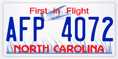 NC license plate AFP4072
