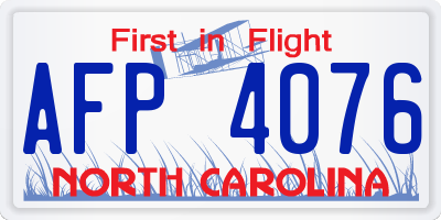 NC license plate AFP4076