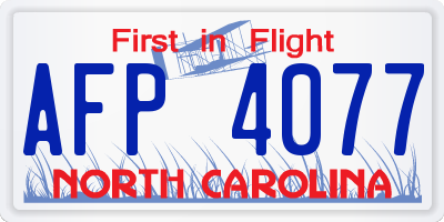 NC license plate AFP4077