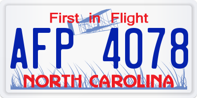 NC license plate AFP4078