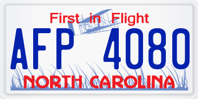 NC license plate AFP4080