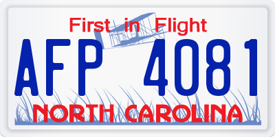 NC license plate AFP4081
