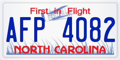 NC license plate AFP4082