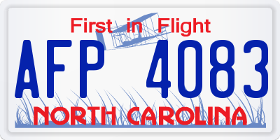 NC license plate AFP4083