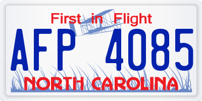 NC license plate AFP4085