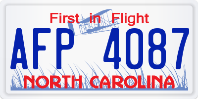 NC license plate AFP4087