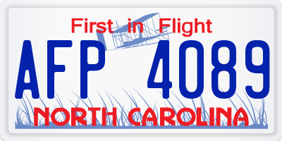 NC license plate AFP4089
