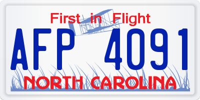 NC license plate AFP4091