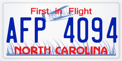 NC license plate AFP4094