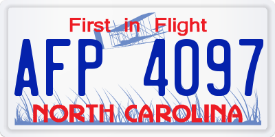 NC license plate AFP4097