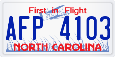 NC license plate AFP4103