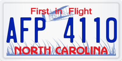 NC license plate AFP4110