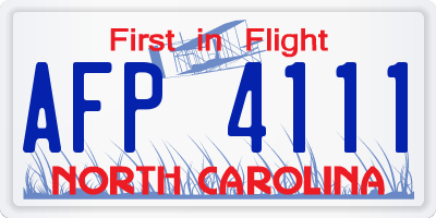 NC license plate AFP4111