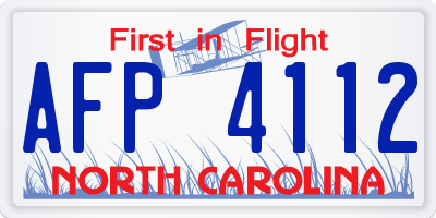 NC license plate AFP4112