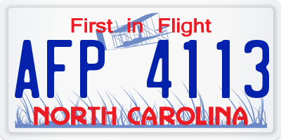 NC license plate AFP4113