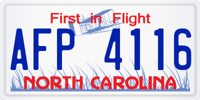 NC license plate AFP4116
