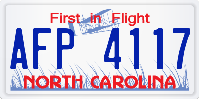 NC license plate AFP4117