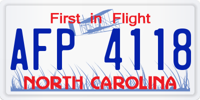 NC license plate AFP4118