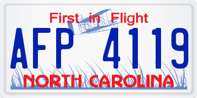 NC license plate AFP4119