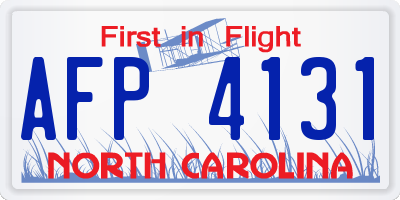 NC license plate AFP4131