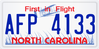 NC license plate AFP4133