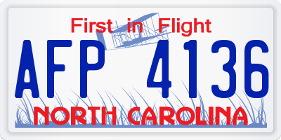NC license plate AFP4136