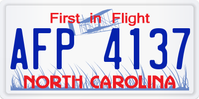 NC license plate AFP4137