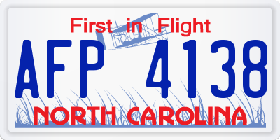 NC license plate AFP4138
