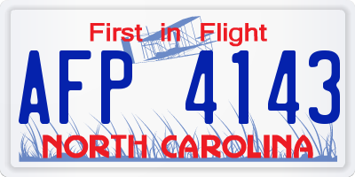 NC license plate AFP4143