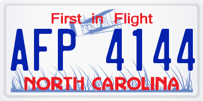 NC license plate AFP4144