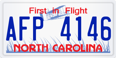 NC license plate AFP4146