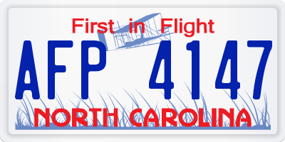 NC license plate AFP4147